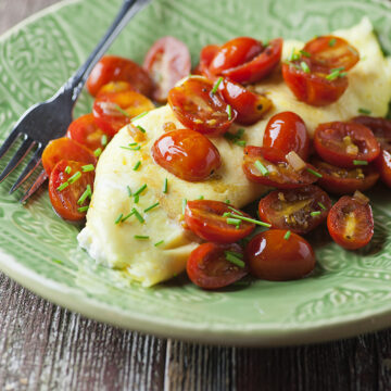 Ricotta omelet on a plate.