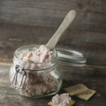 Deviled ham spread in a mason jar.