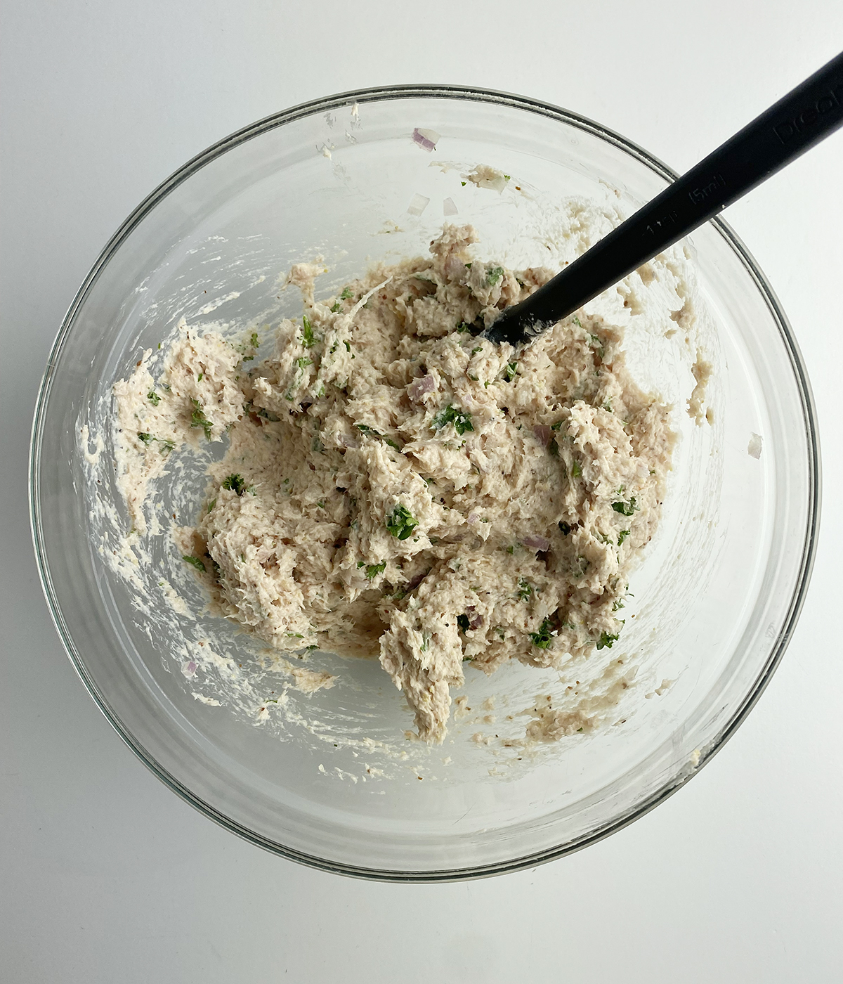 Deviled ham spread in a mixing bowl.