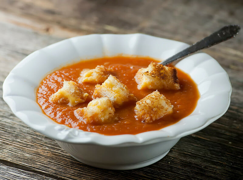 tomato soup with grilled cheese croutons