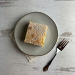 Slice of honeybun cake on a plate.