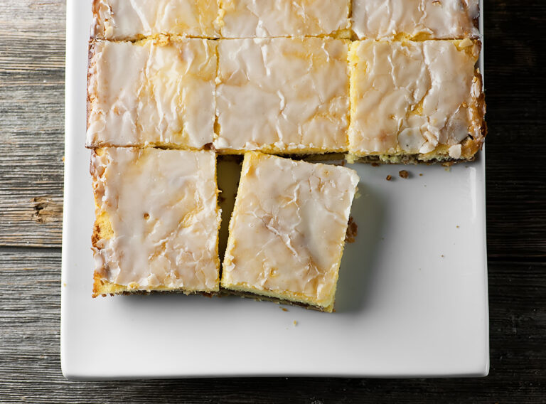 Sliced honeybun cake.