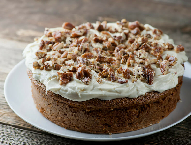 Banana Cake with Pecan Cream Cheese Frosting - Framed Cooks