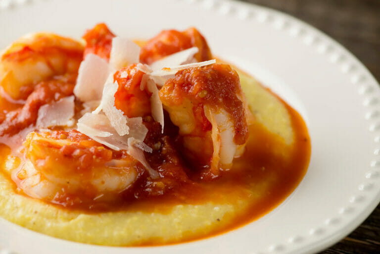 Shrimp Marinara with Polenta
