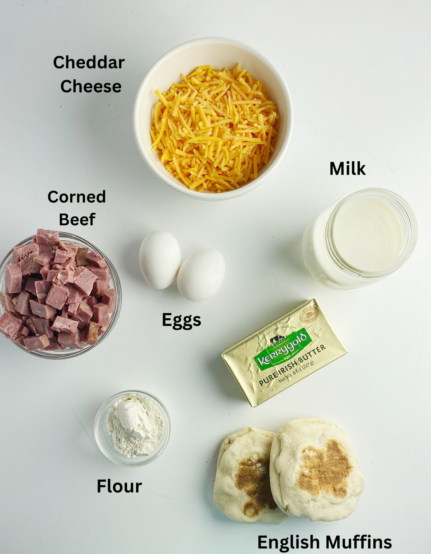 Ingredients needed for Irish eggs benedict.