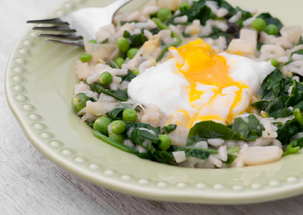 Spring Vegetable Risotto with Poached Egg Framed Cooks