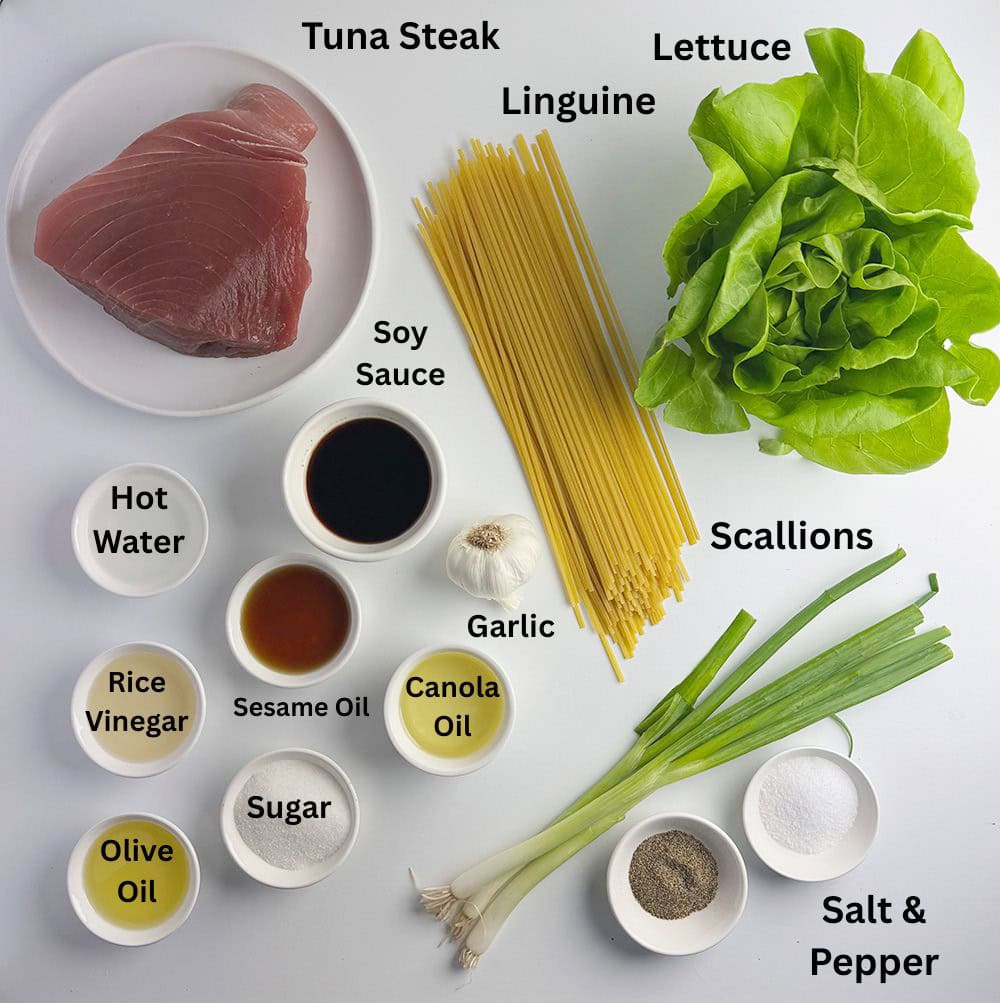 Tuna Steak with Sesame Noodles ingredients.