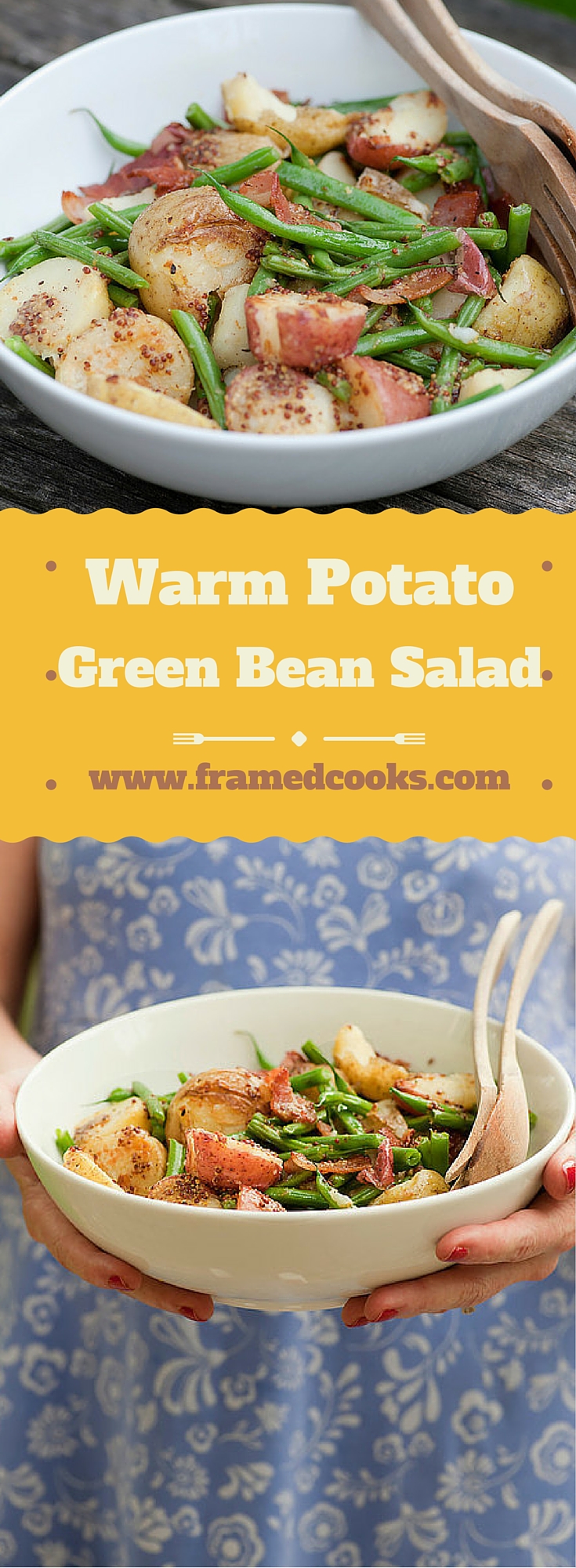 Spiff up your everyday potato salad by adding some fresh green beans and bacon, along with a little mustard to kick it all up!