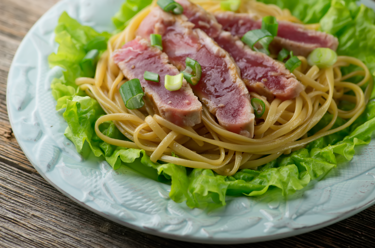Grilled Tuna with Sesame Noodles - Framed Cooks