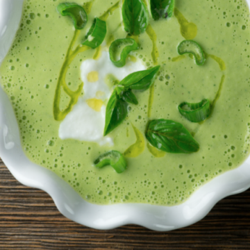 Zucchini Gazpacho in a bowl.