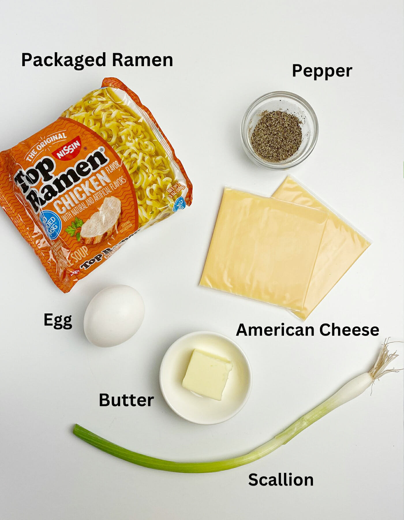 cheesy ramen with egg ingredients