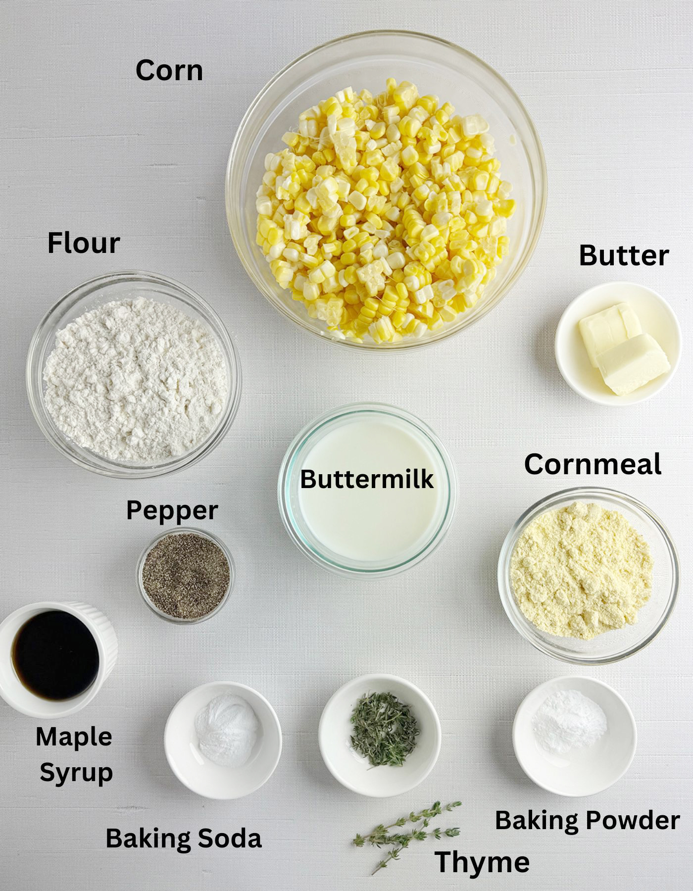 Ingredients for fresh corn johnny cakes.