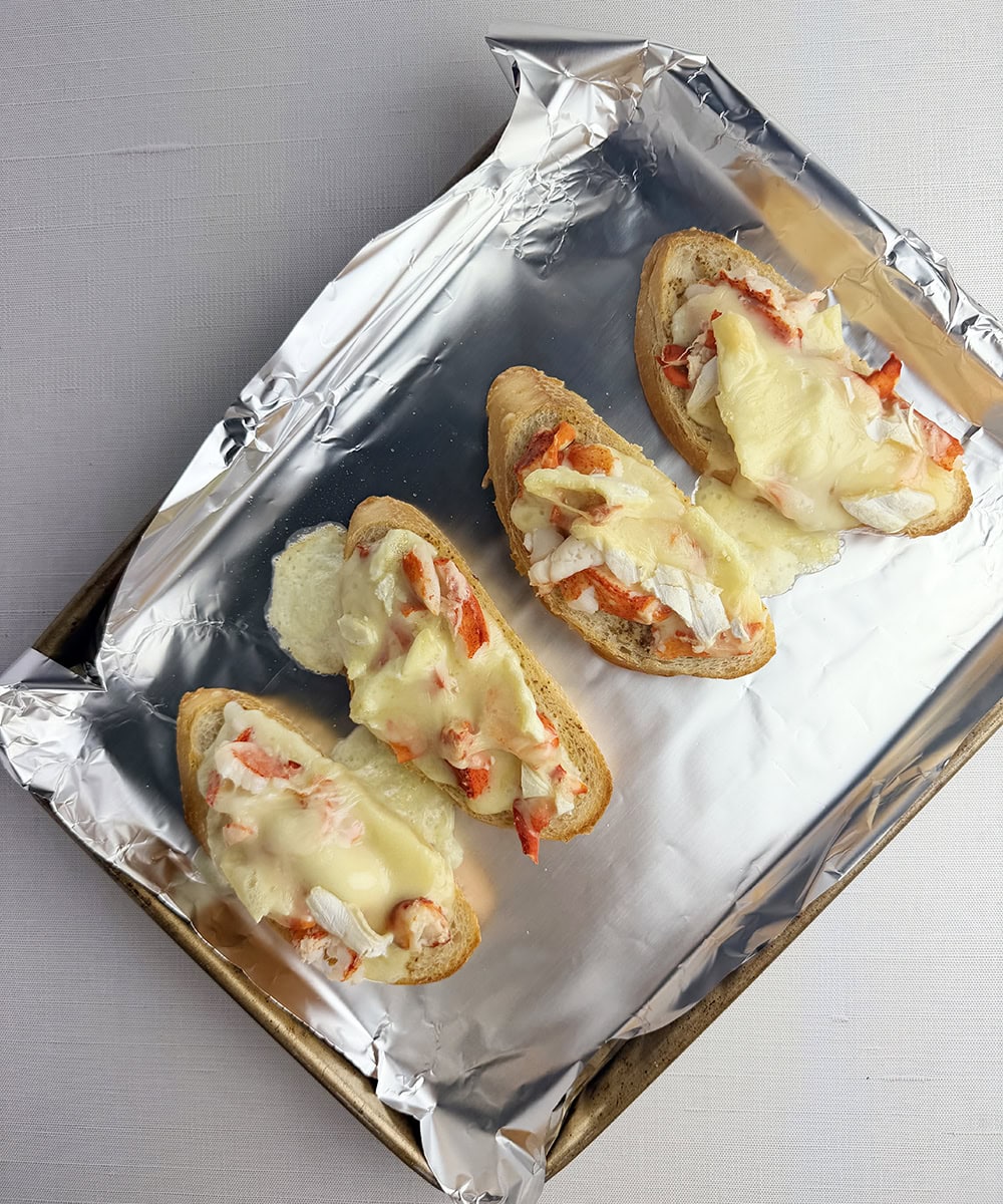 Baked lobster grilled cheese sandwiches.