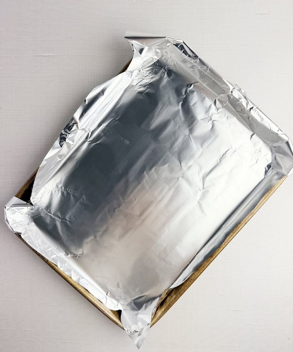 Baking dish covered with foil.