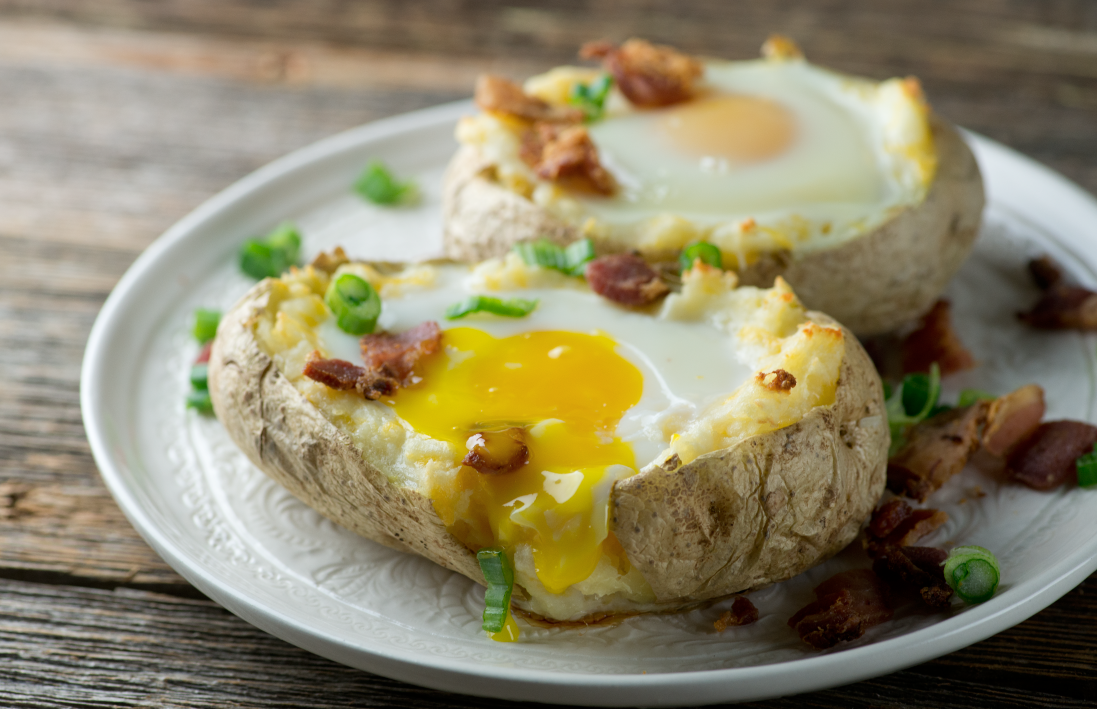 Bacon and Egg Baked Potatoes