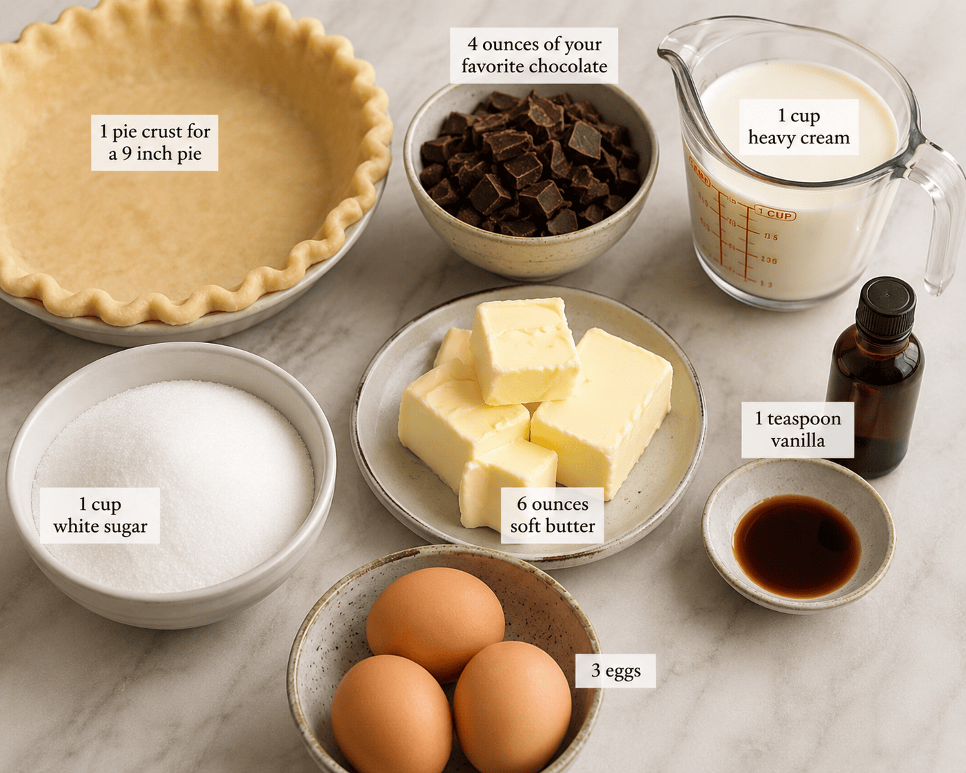 French silk pie ingredients.