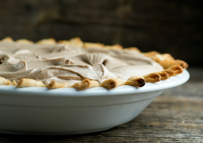 French Silk Pie on a counter.