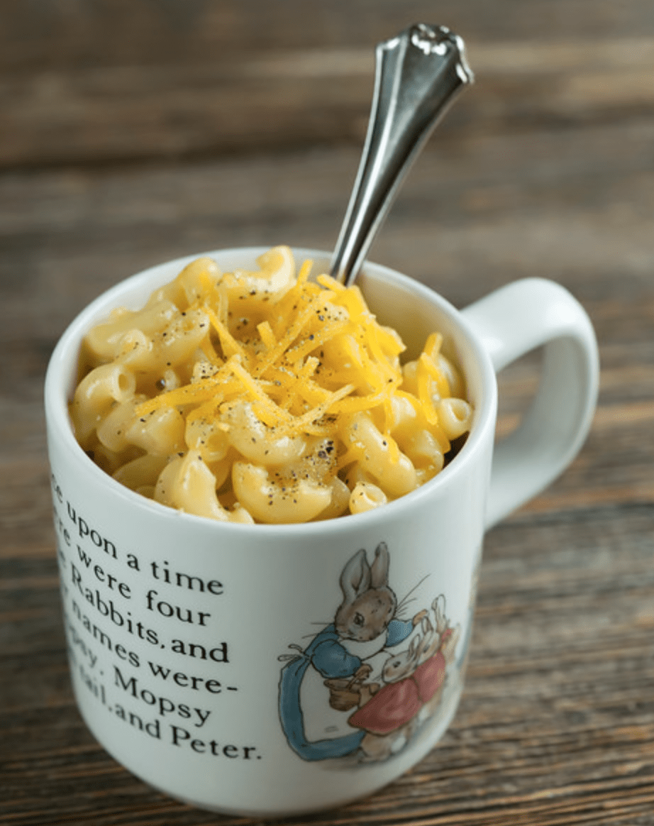 You are one mug and 10 minutes away from creamy macaroni and cheese with this easy, speedy single serving recipe for mac and cheese in a mug!