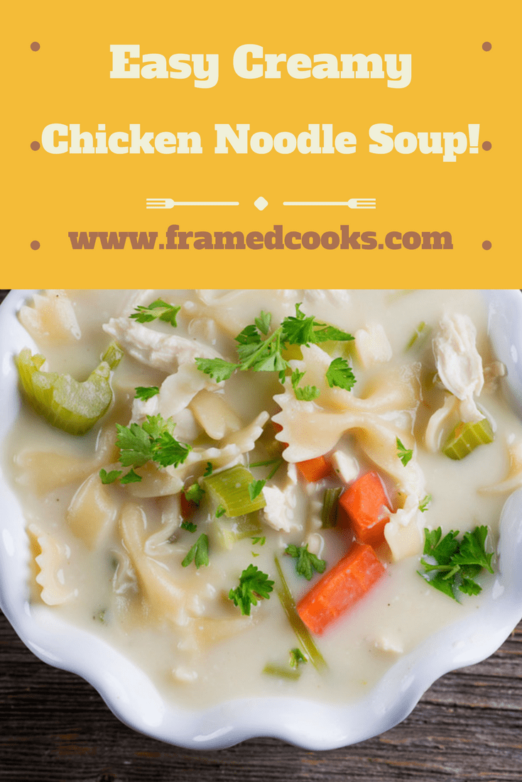 Stir up some easy comfort food in a flash with this recipe for creamy dreamy chicken noodle soup! It's a delicious variation on the old classic.