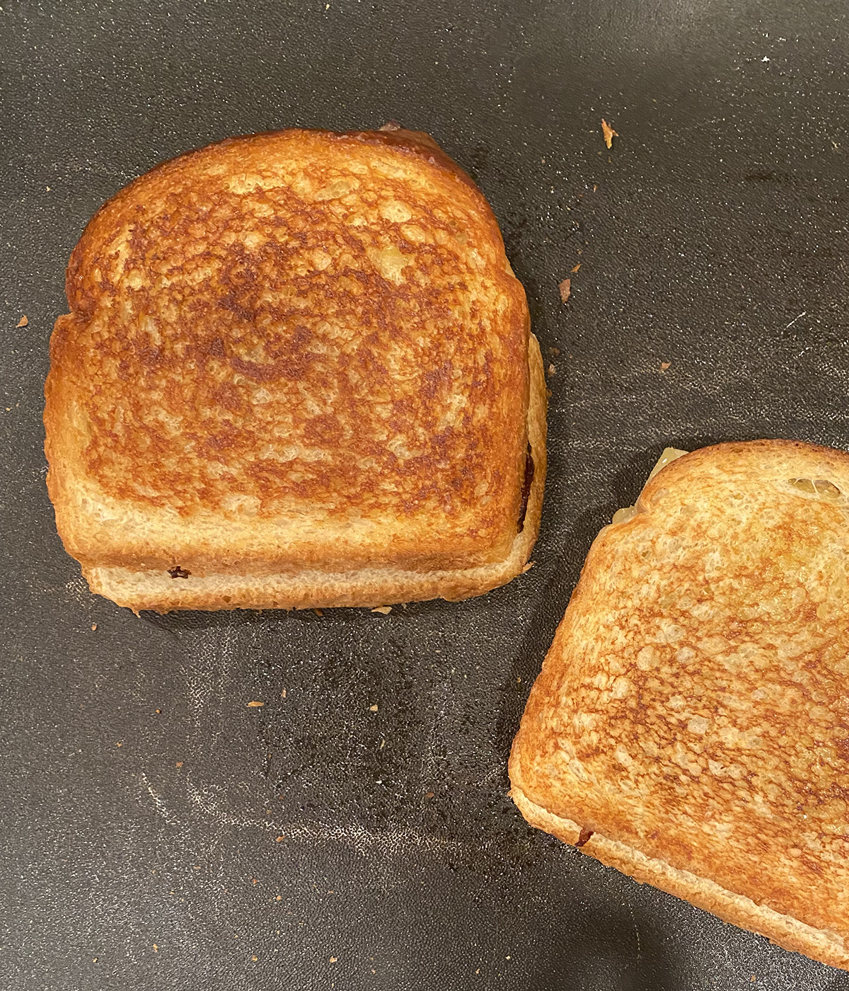 Irish grilled cheese on a griddle.