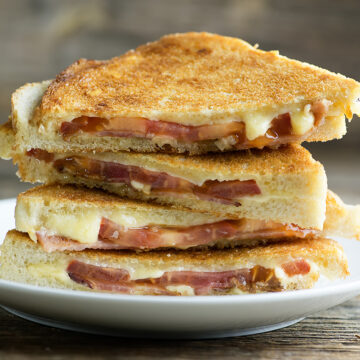 Irish grilled cheese sandwich on a plate.