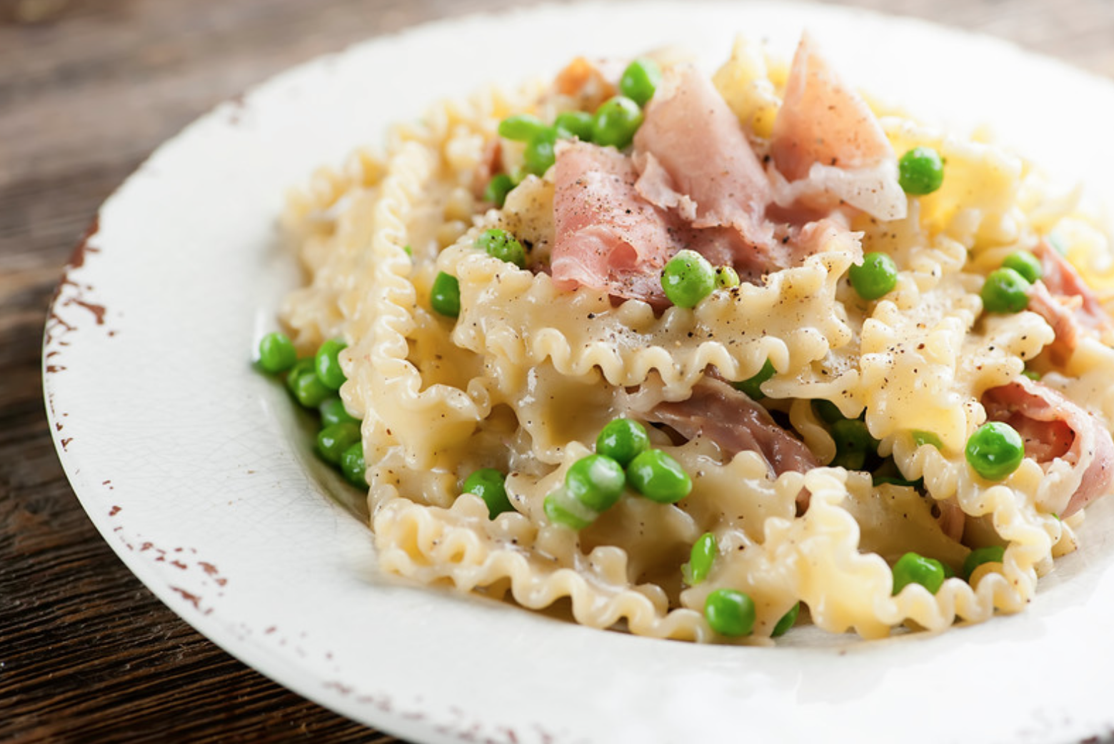 Pasta with Peas and Prosciutto Framed Cooks