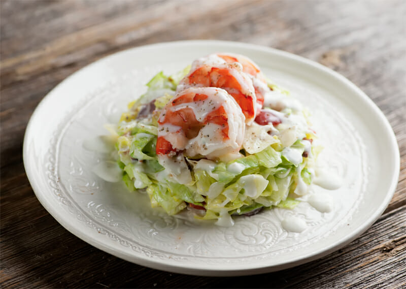 Pressed Wedge Salad with Shrimp