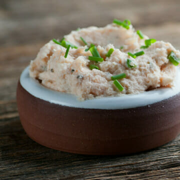 Easy smoked salmon spread in a bowl.