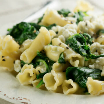 Pasta with Blue Cheese Spinach Sauce