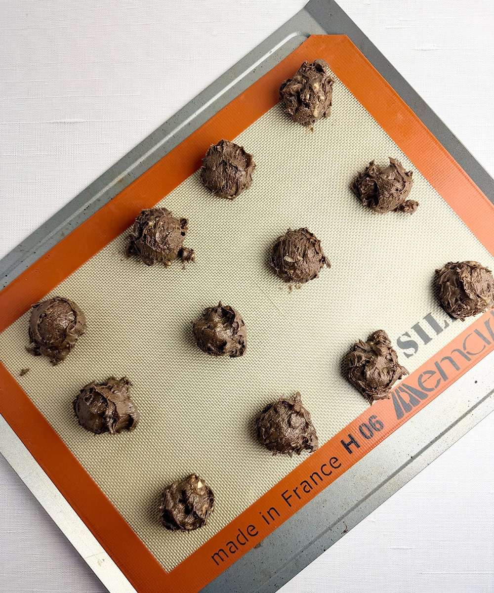 Brownie cookie dough ready for the oven.