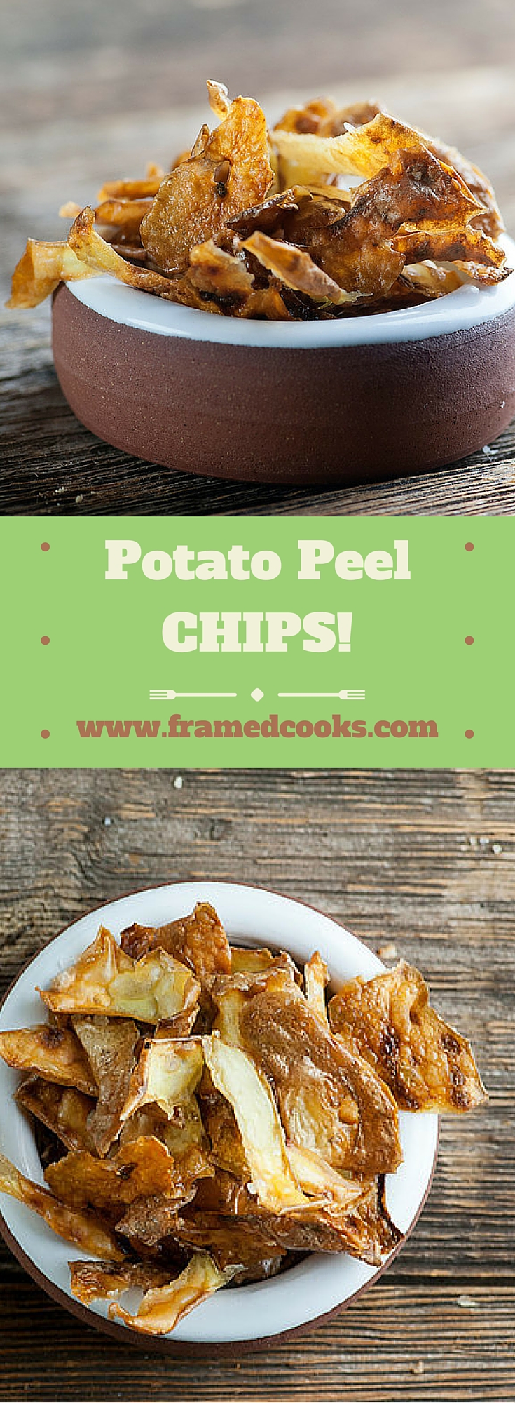 Once you make this recipe for potato peel chips you will never toss those peelings out again!