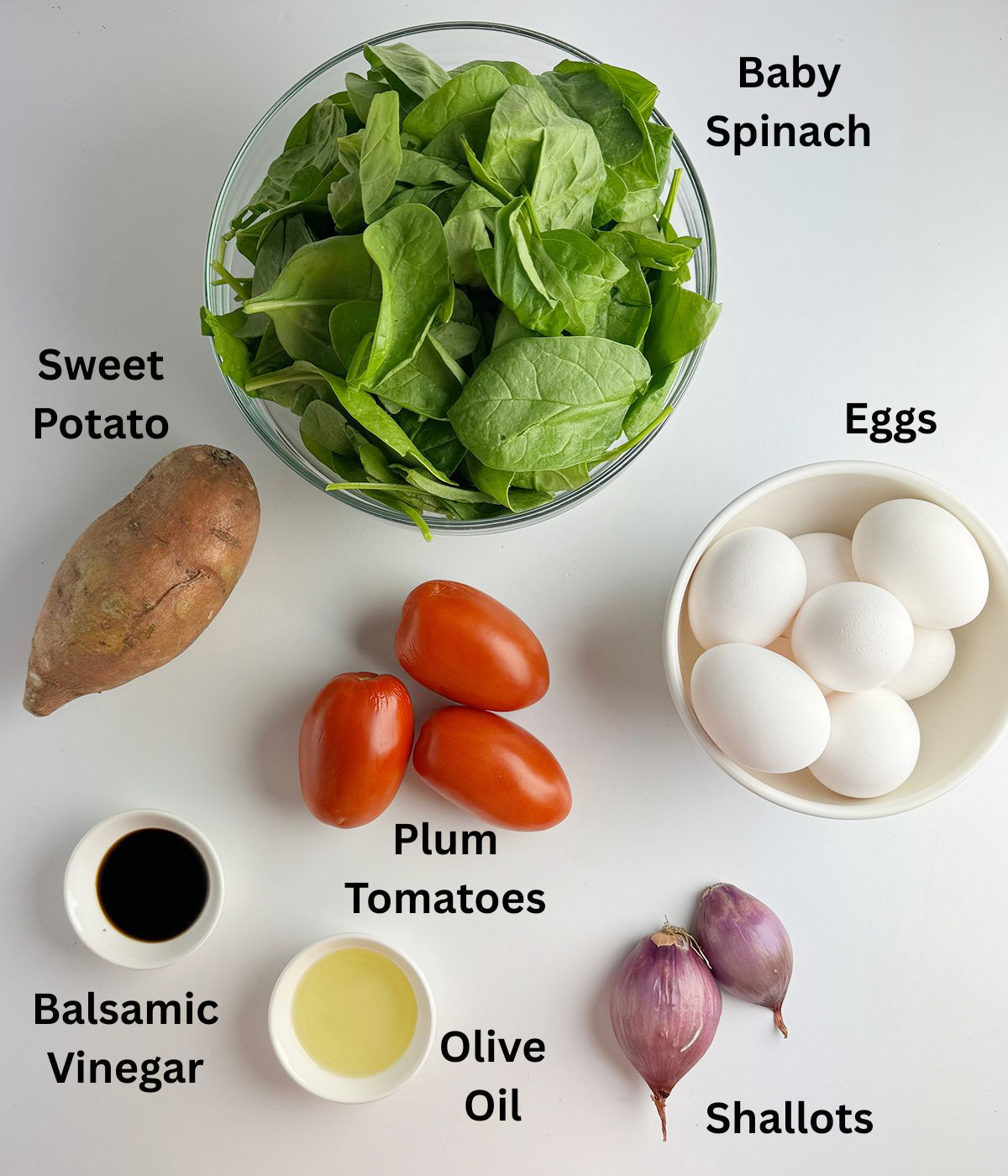 Ingredients for a Roasted Vegetable Frittata. 
