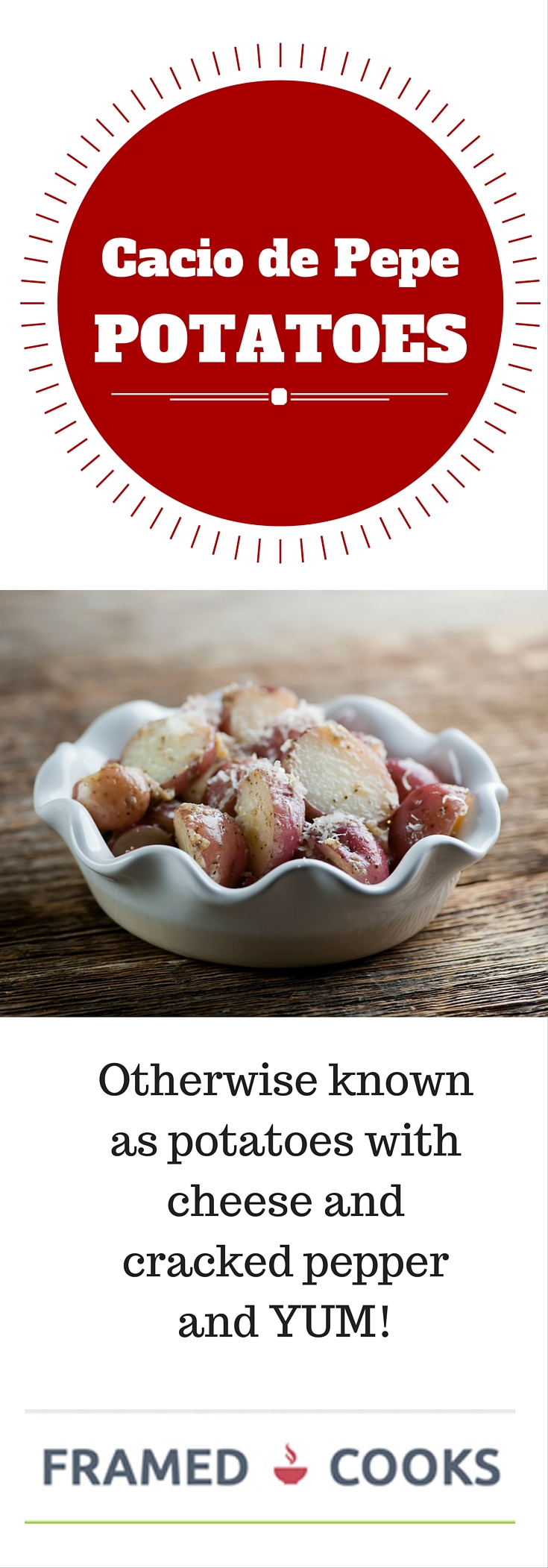 Cacio e Pepe Potatoes is a another way of saying potatoes cooked with Parmesan cheese and black pepper in this easy recipe!