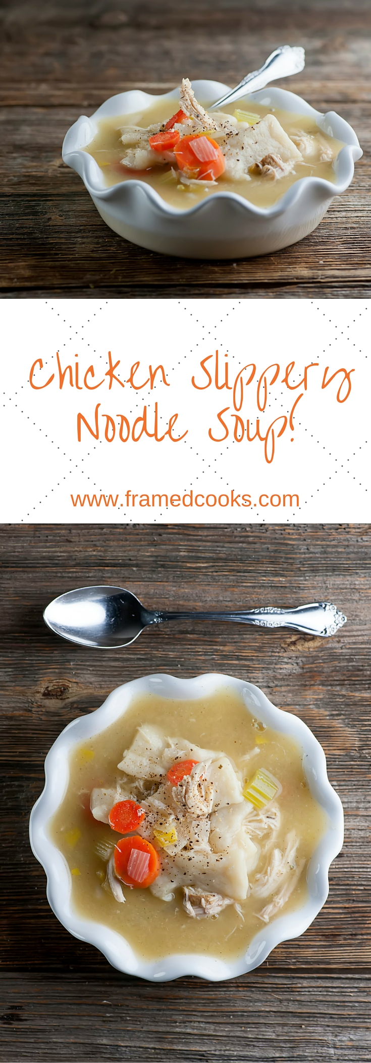 This recipe for chicken and slippery noodle soup tastes like the love child of noodles and dumplings, all in an easy to make chicken soup!
