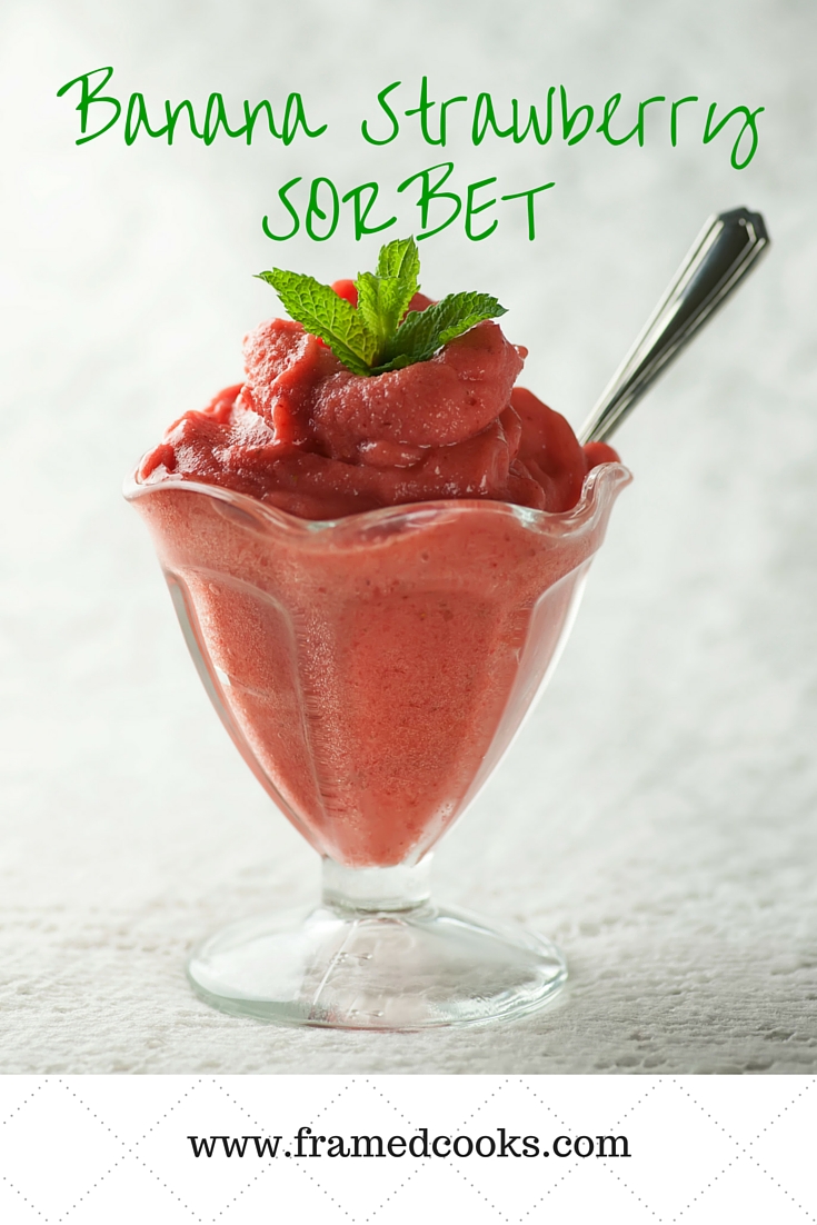 This easy recipe for strawberry banana sorbet has no added sugar and doesn't require an ice cream maker. Now that's sweet!