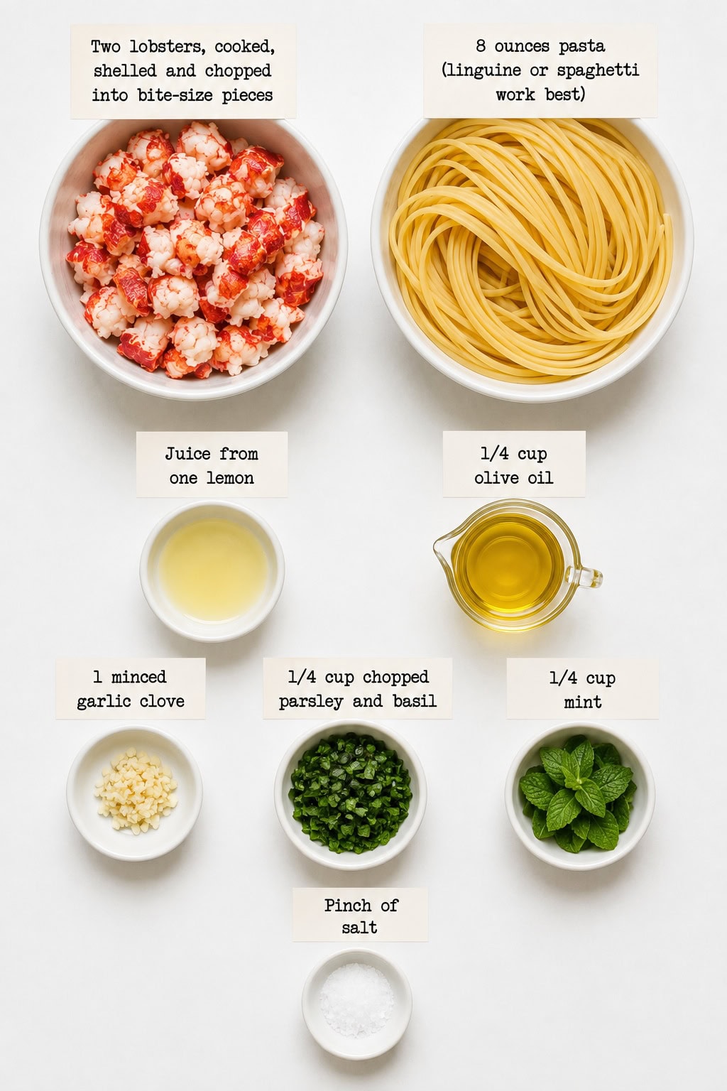 Lobster Pasta with Herbs ingredients.
