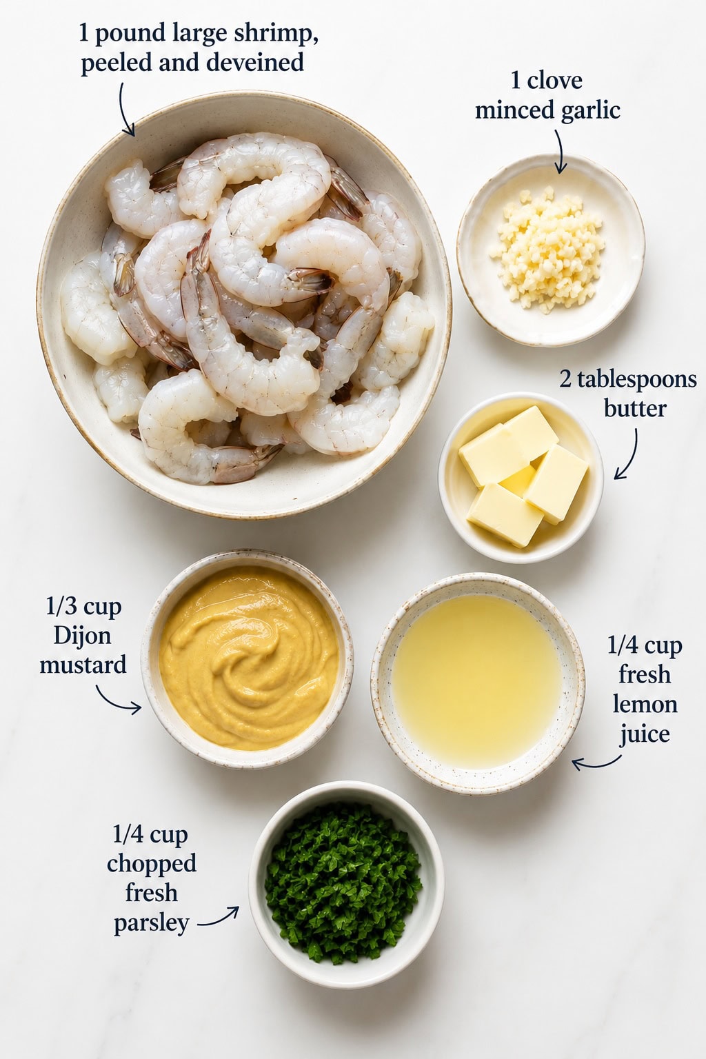 Mustard Shrimp Scampi ingredients.