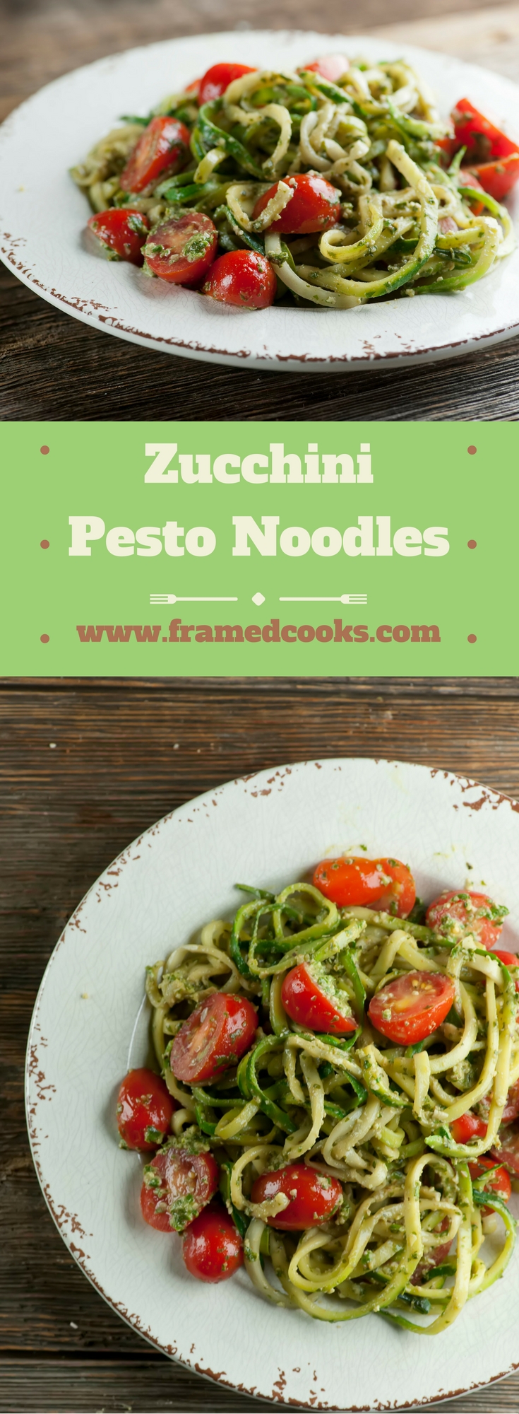 Add some pesto and tomatoes to your zucchini noodles and you will never miss the pasta! The perfect summer supper.