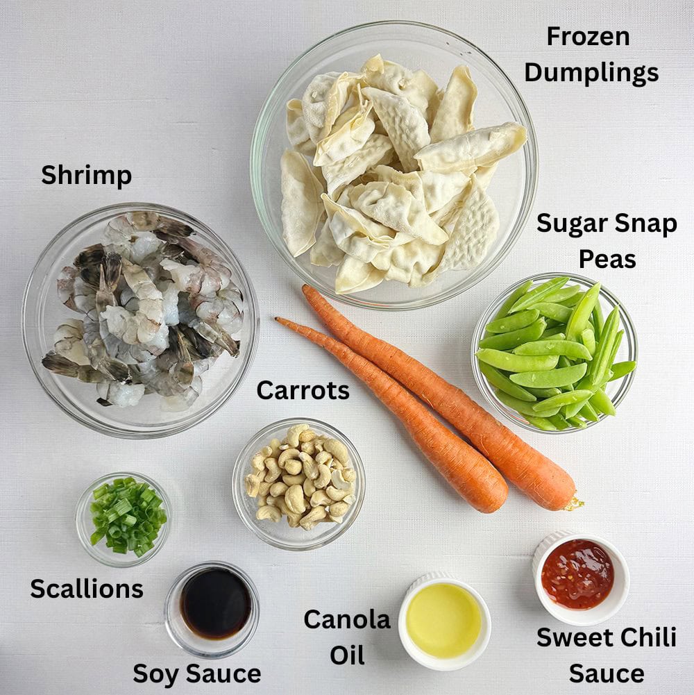 Shrimp Dumpling Stir-fry ingredients.