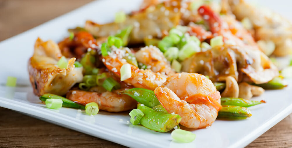 shrimp dumpling stir fry