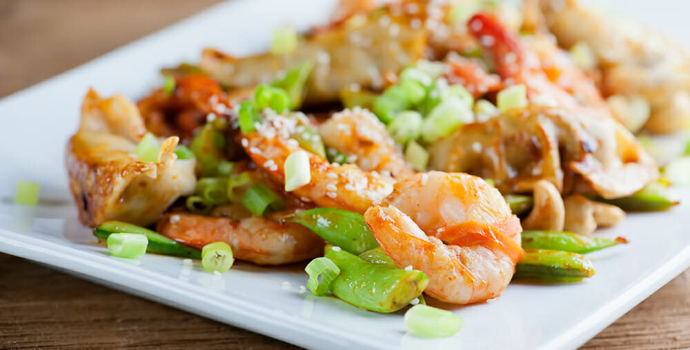 shrimp dumpling stir fry
