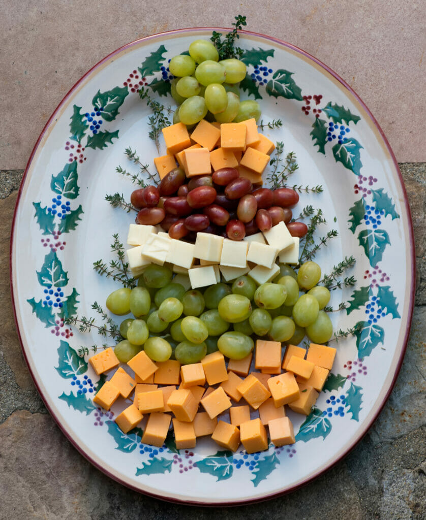 Christmas tree fruit and cheese platter