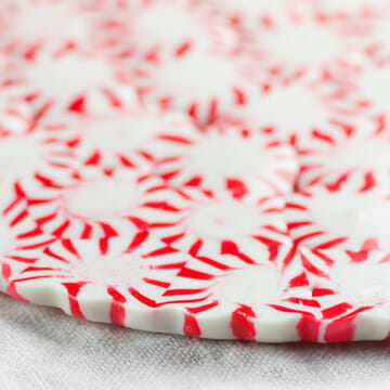 Peppermint Plate on a white cloth.