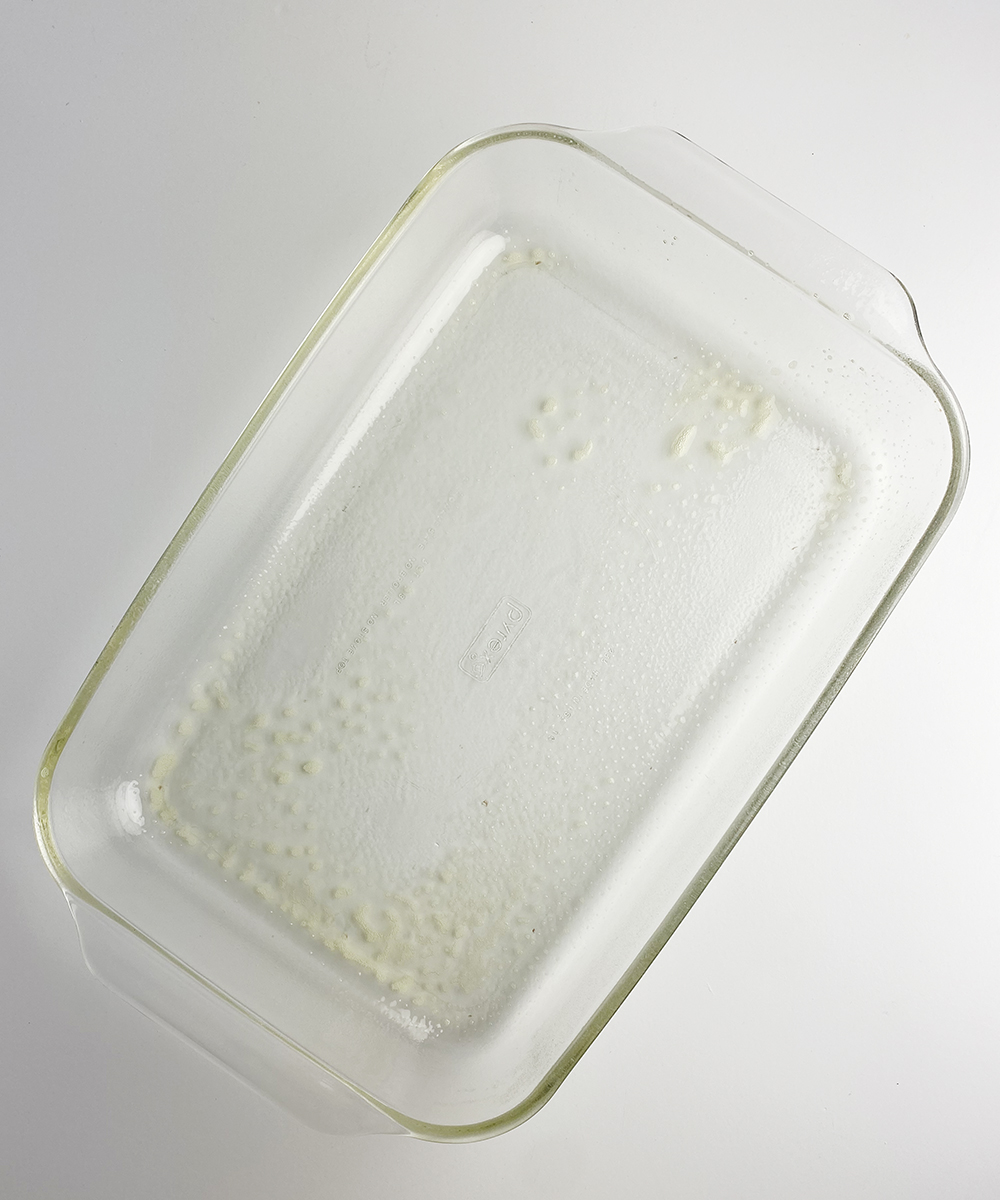Baking pan sprayed with cooking spray.