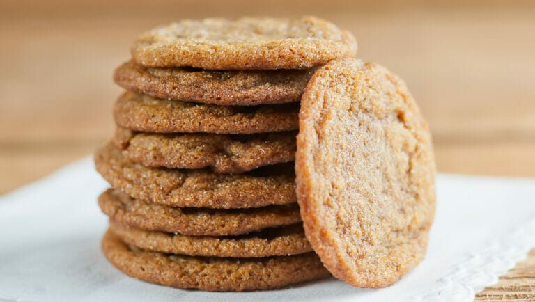 Molasses cookies in a stack.