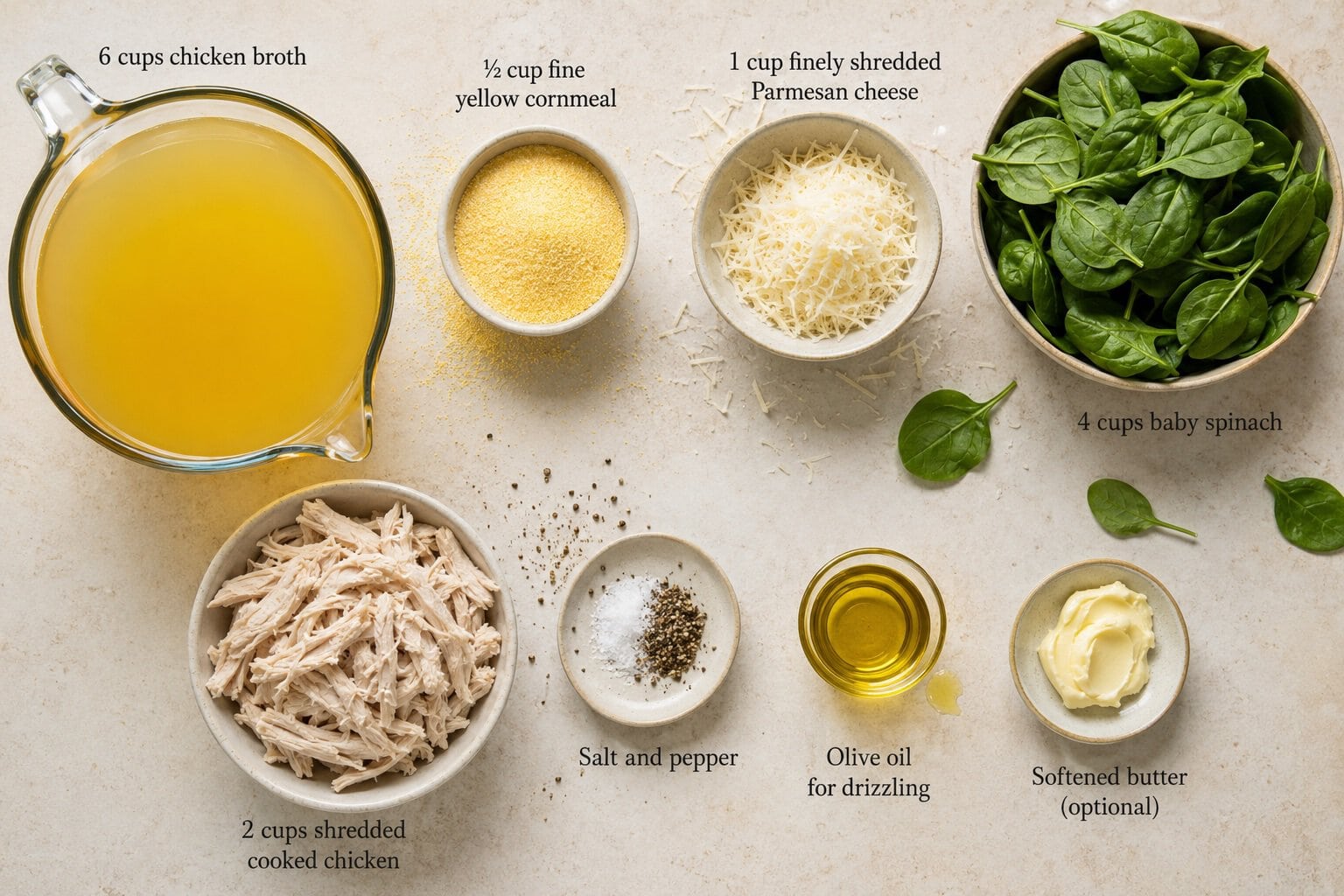 Parmesan Polenta Chicken Soup ingredients.