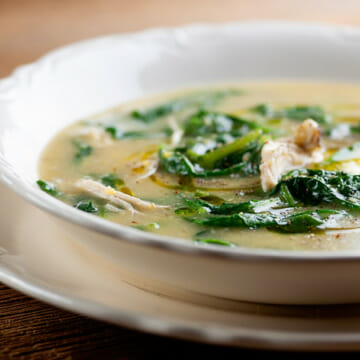 Parmesan Polenta Chicken Soup in a bowl.