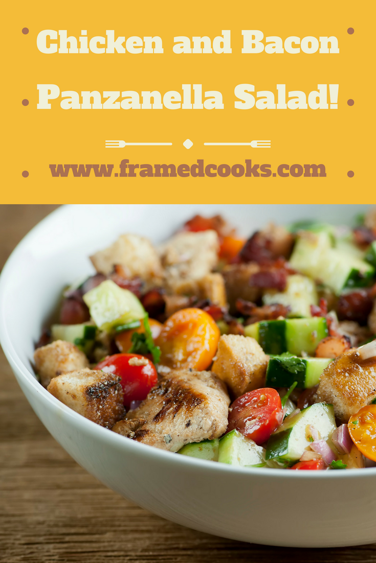This recipe for chicken and bacon panzanella salad is a hearty bowl full of all the good things!