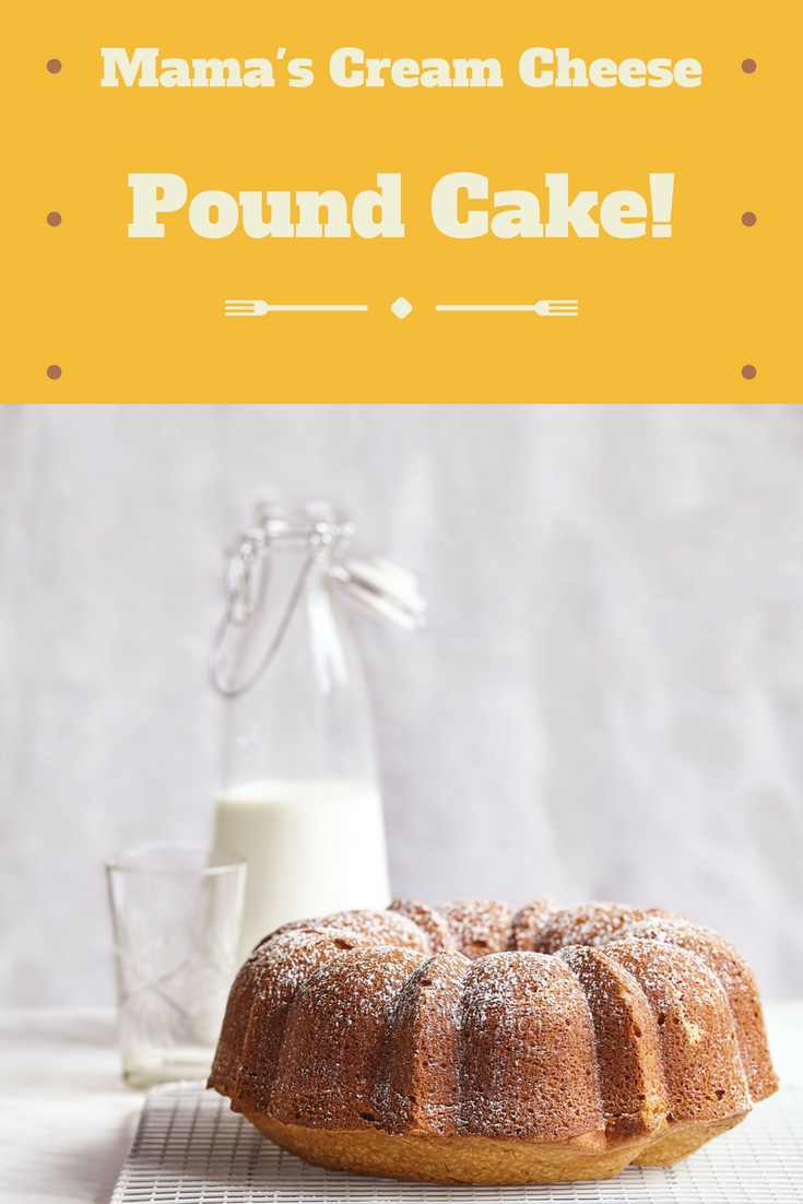 This easy, comforting recipe for Mama's cream cheese pound cake is sure to be a family favorite! With thanks to the wonderful Robyn at Add A Pinch!