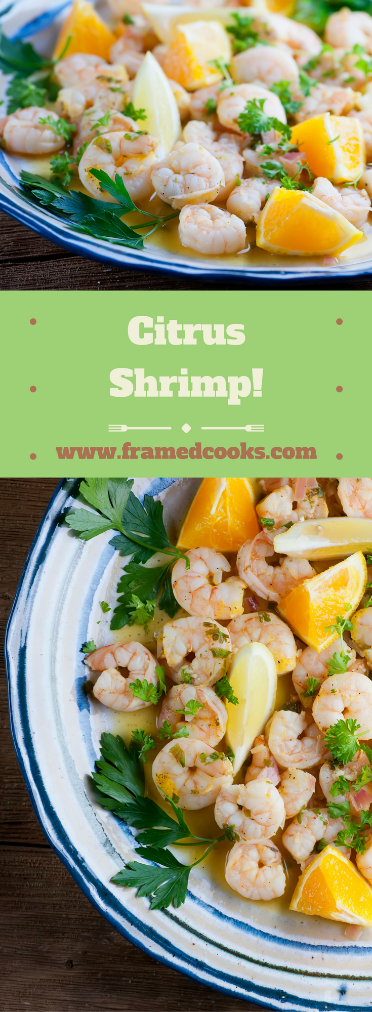 This easy and delicious recipe for citrus shrimp is healthy, refreshing and full of orange and lemon flavor! Perfect for entertaining.